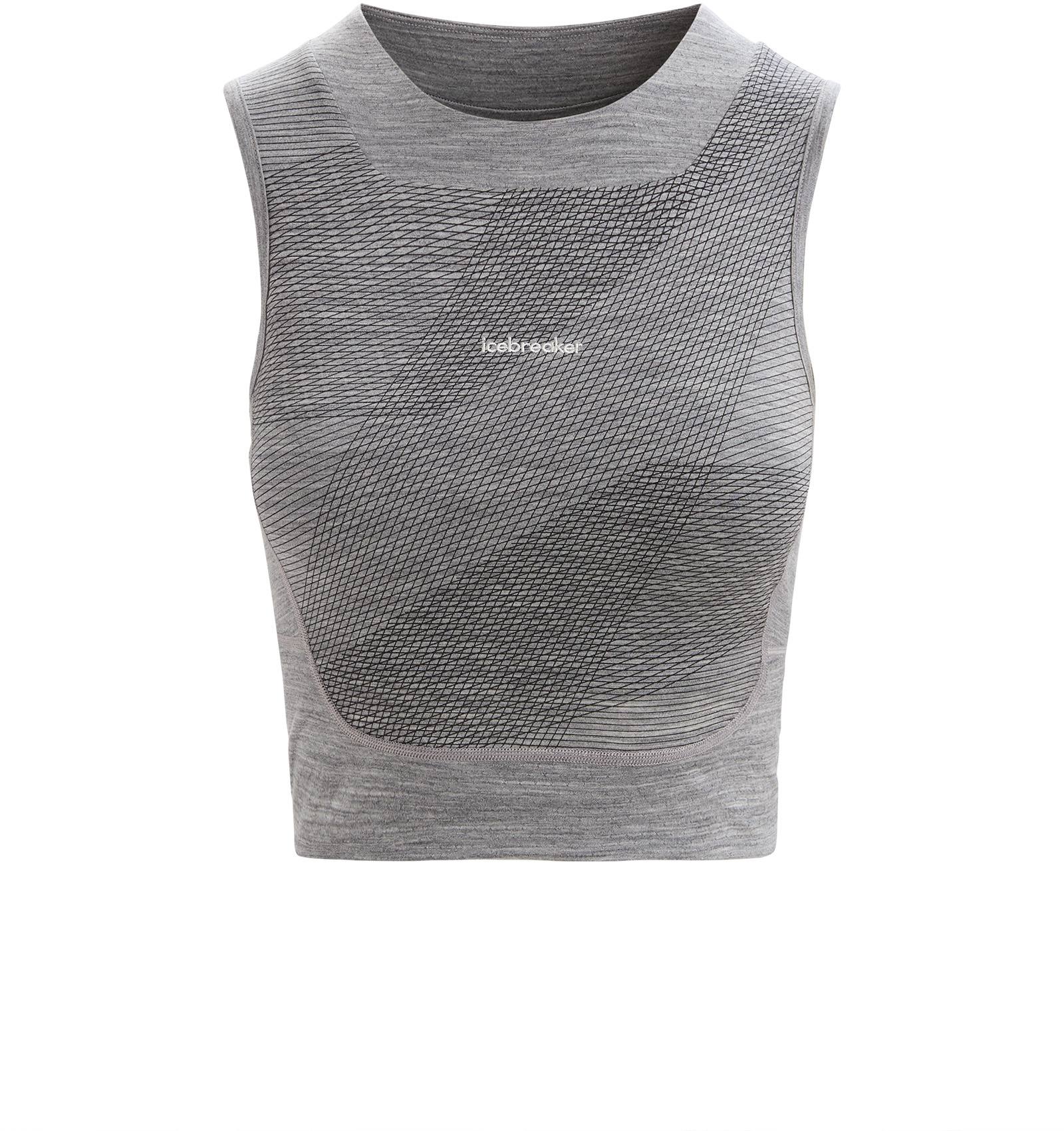 Icebreaker ZoneKnit Crop Bra Tank Metro hthr/black/aop S